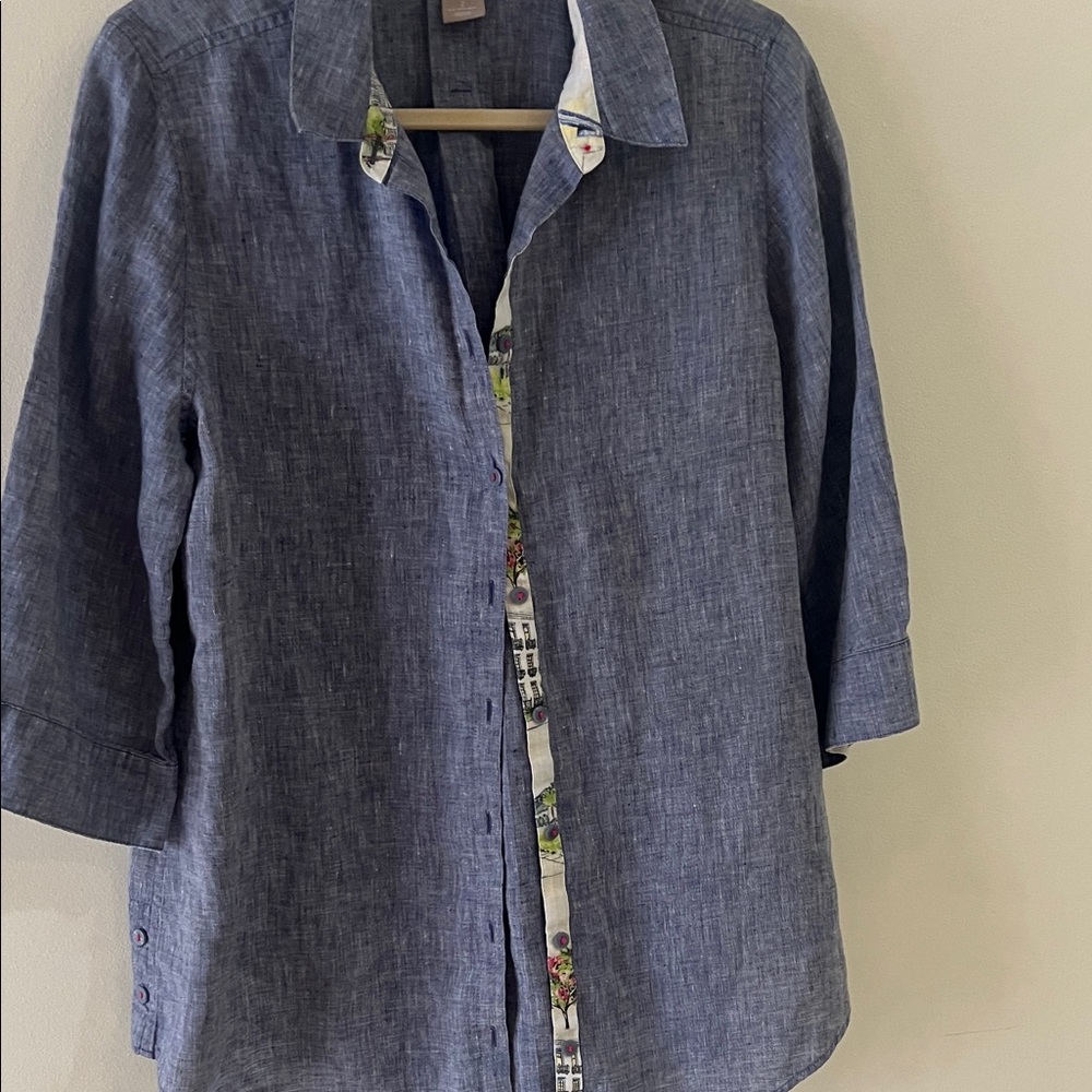 Chico's Dark Blue Casual Button Down Shirt